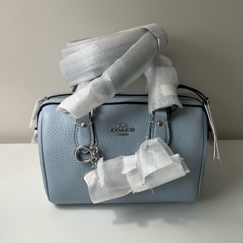 Coach Mini Rowan Bag With Charms Ice Blue NWT - Picture 2 of 9